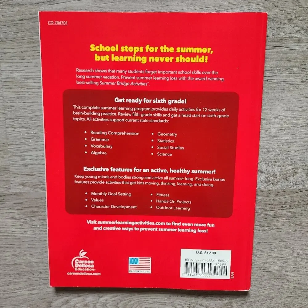 NEW/Unused Summer Bridge Activities Grades 5-6 Educational Workbook Paperback